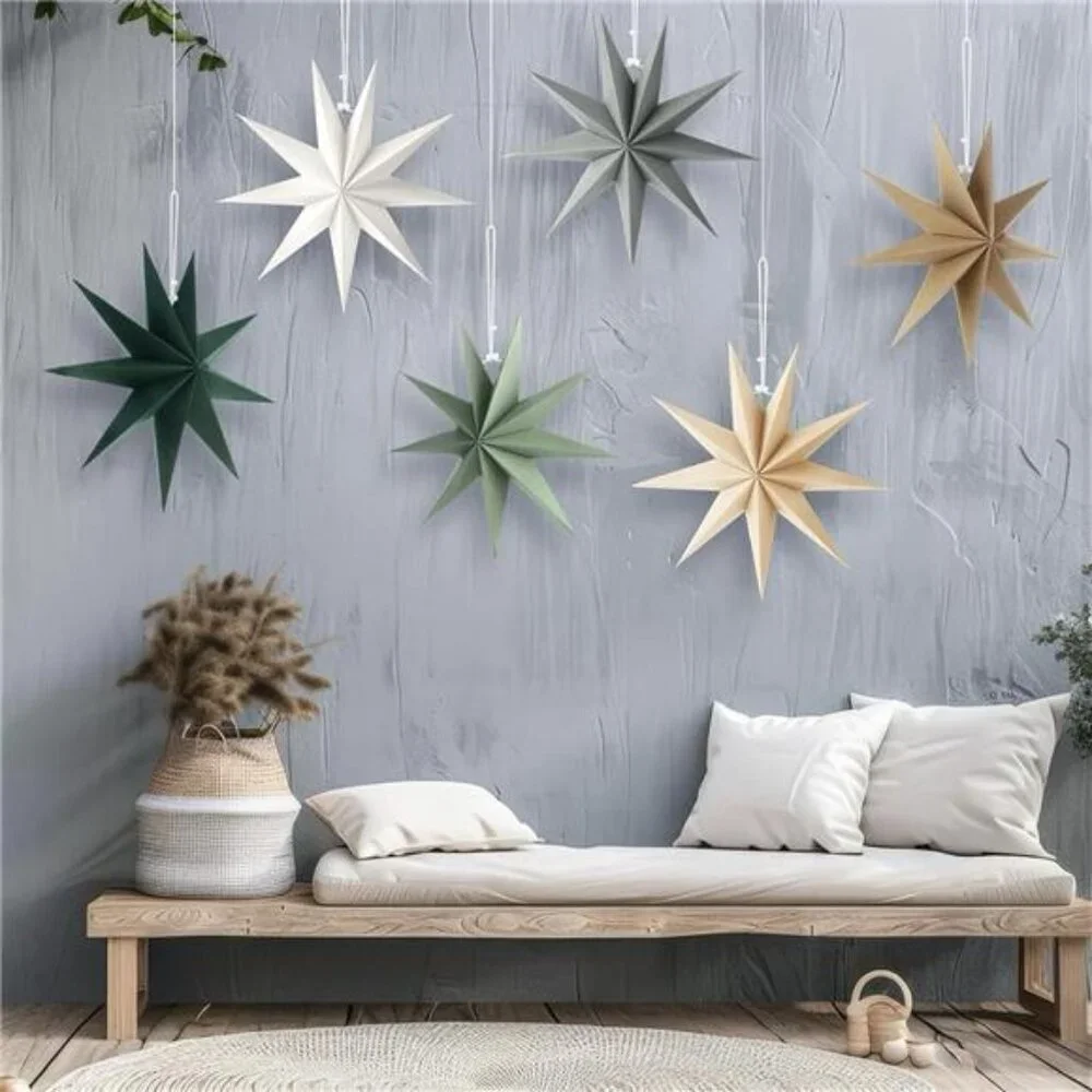 NEW West Elm 6 Piece Boho Pointed Star Christmas Tree Ornaments Set Boho - 12
